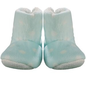 Erkek Bebek Mavi Beyaz Puanlı Peluş Panduf 6-18 Ay