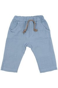 Erkek Bebek Mavi Hakim Yaka Düğmeli Müslin 2'li Takım