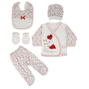 Chery Kırmızı Kalpli Tavşan 5 Parça Hastane Çıkış Seti