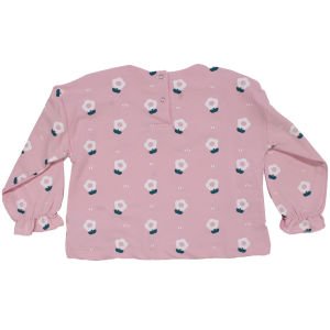 Kız Çocuk Pembe Beyaz Papatya Desenli Keten Bebe Yakalı 2'li Takım