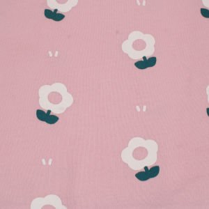 Kız Çocuk Pembe Beyaz Papatya Desenli Keten Bebe Yakalı İkili Takım