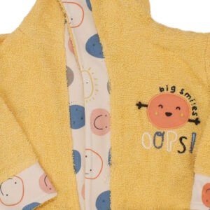 Erkek Çocuk Sarı Emoji Desenli Ops Bornoz