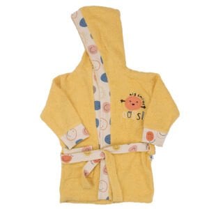 Erkek Çocuk Sarı Emoji Desenli Ops Bornoz