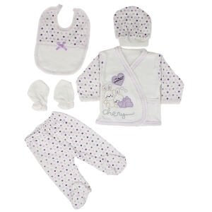 Chery Kalpli Mor 5 Parça Kız Bebek Hastane Çıkış Seti