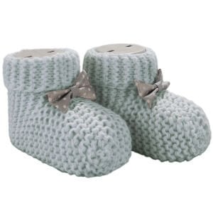 Unisex Gri Puanlı Fiyonklu Triko Patik 0-6 Ay