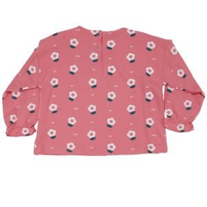 Kız Çocuk Nar Çiçeği Beyaz Papatya Desenli Keten Bebe Yakalı 2'li Takım