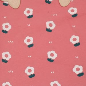 Kız Çocuk Nar Çiçeği Beyaz Papatya Desenli Keten Bebe Yakalı 2'li Takım