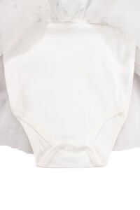 Kız Bebek Beyaz Tüllü Kalpli Zıbınlı Elbise