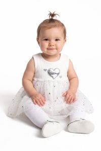 Kız Bebek Beyaz Tüllü Kalpli Zıbınlı Elbise