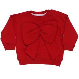 Kız Bebek Kırmızı Ekru Büyük Fiyonklu Puanlı 2'li Takım