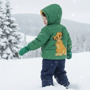 Yeşil Simba Baskılı Kapşonlu Mont