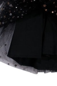 Kız Çocuk Siyah Gold Yıldız Desenli Tüllü Elbise