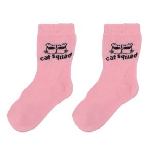 Kız Bebek Somon Pembe Kedi Desenli 2'li Havlu Çorap