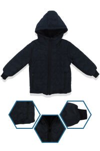 Unisex Lacivert İçi Peluş Kapitoneli Mont