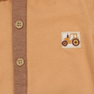 Erkek Bebek Kahve Yakalı Düğmeli Tulum