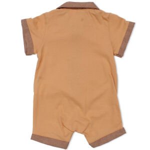 Erkek Bebek Kahve Yakalı Düğmeli Tulum