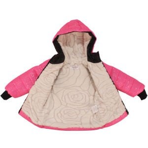 Kız Çocuk Fuşya Simli Parlak İçi Peluş Mont