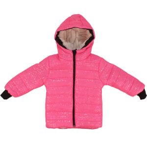 Kız Çocuk Fuşya Simli Parlak İçi Peluş Mont