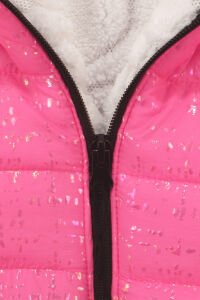 Kız Çocuk Fuşya Simli Parlak İçi Peluş Mont