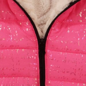 Kız Çocuk Fuşya Simli Parlak İçi Peluş Mont