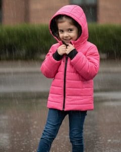 Kız Çocuk Fuşya Simli Parlak İçi Peluş Mont