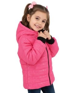 Kız Çocuk Fuşya Simli Parlak İçi Peluş Mont