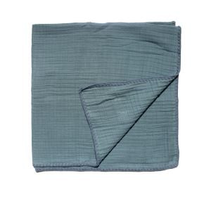 Unisex Mavi Dört Kat Biyeli Müslin Battaniye