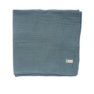 Unisex Mavi Dört Kat Biyeli Müslin Battaniye