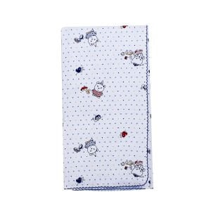 Erkek Bebek Mavi Biyeli Ayıcık Desenli Pikeli Müslin Battaniye 80x90