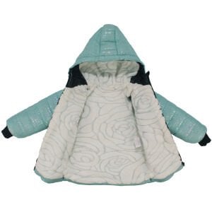 Kız Çocuk Su Yeşili Simli Parlak İçi Peluş Mont