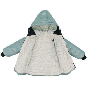 Kız Çocuk Su Yeşili Simli Parlak İçi Peluş Mont