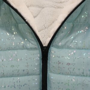 Kız Çocuk Su Yeşili Simli Parlak İçi Peluş Mont