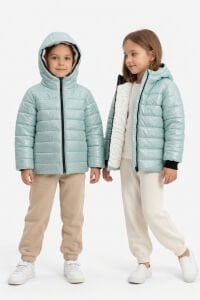 Kız Çocuk Su Yeşili Simli Parlak İçi Peluş Mont