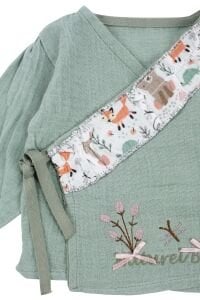 Kız Bebek Yeşil Beyaz Hayvanlı Desenli Müslin 5 Parça Hastane Çıkış Seti