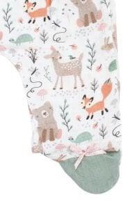 Kız Bebek Yeşil Beyaz Hayvanlı Desenli Müslin 5 Parça Hastane Çıkış Seti