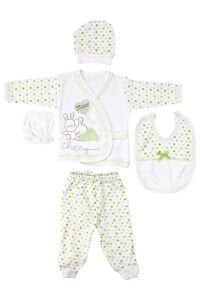 Chery Yeşil Kalpli Tavşan 5 Parça Hastane Çıkış Seti