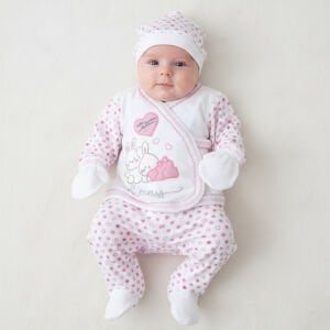 Chery Kalpli Pembe 5 Parça Kız Bebek Hastane Çıkış Seti