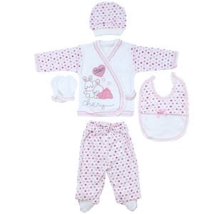 Chery Kalpli Pembe 5 Parça Kız Bebek Hastane Çıkış Seti