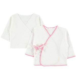 Kız Bebek Pembe Biyeli Beyaz İç Dış Zıbın