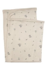 Unisex Bej Koala Desenli Organik Penye Battaniye