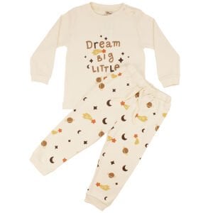 Erkek Çocuk Ekru Dream Yıldızlı Baskılı Pijama Takımı
