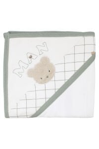 Erkek Bebek Ekru Yeşil Man Nakışlı Ayı Nakışlı Havlu