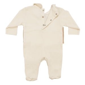 Erkek Bebek Ekru Kahve Papyonlu Kendinden Yelekli Patikli Lüks Tulum