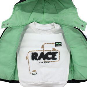 Erkek Bebek Siyah Yeşil Şapkalı Şişme Yelekli Badili 3'lü Takım