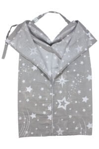 Unisex Gri Beyaz Kayan Yıldız Desenli Emzirme Önlüğü