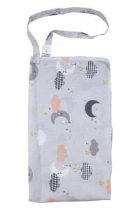 Unisex Gri Ay Bulut Desenli Emzirme Önlüğü