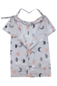 Unisex Gri Ay Bulut Desenli Emzirme Önlüğü