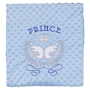 Erkek Bebek Mavi Prince Nakışlı Nohut Battaniye 80x90