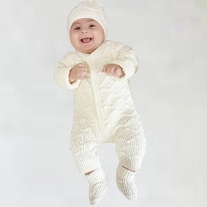 Krem Bebek Triko Patikli Tulum Takım