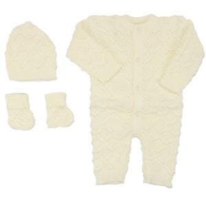 Krem Bebek Triko Patikli Tulum Takım